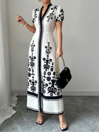 Urban Floral Printing Maxi Dress
