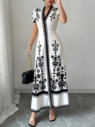 Urban Floral Printing Maxi Dress
