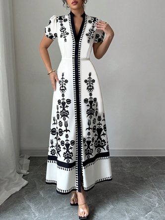Urban Floral Printing Maxi Dress