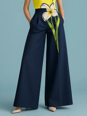 Urban Floral Printing Fashion Wide Leg Pants