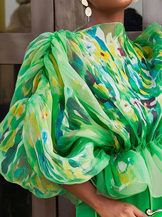 Elegant Random Print Printing Off The Shoulder Blouse