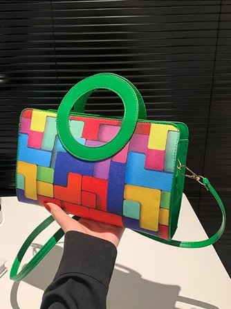 PU Color Block Classic Backpack