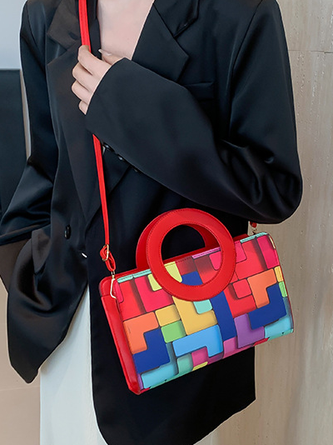 PU Color Block Classic Backpack