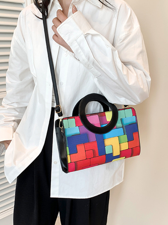 PU Color Block Classic Backpack