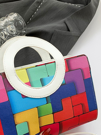 PU Color Block Classic Backpack