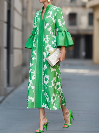 Elegant Floral Printing Maxi Dress