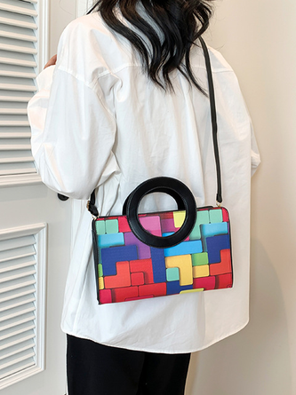 PU Color Block Classic Backpack