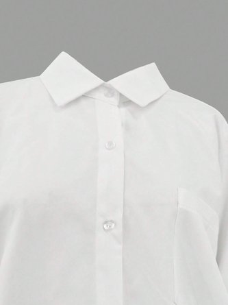 Urban Plain Buttoned Chain Knee Length Dress