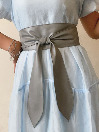 PU Plain Waist Band With Belt