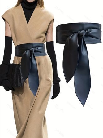 PU Plain Waist Band With Belt