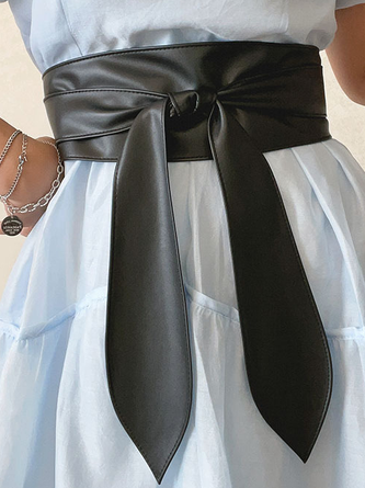 PU Plain Waist Band With Belt