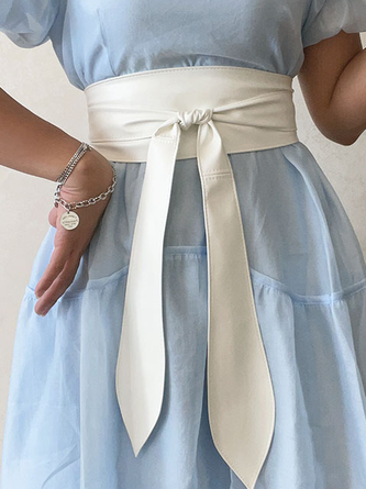 PU Plain Waist Band With Belt