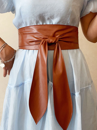 PU Plain Waist Band With Belt