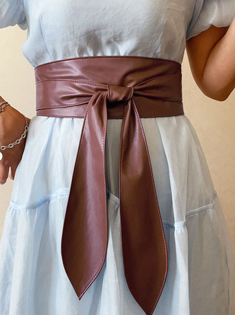 PU Plain Waist Band With Belt