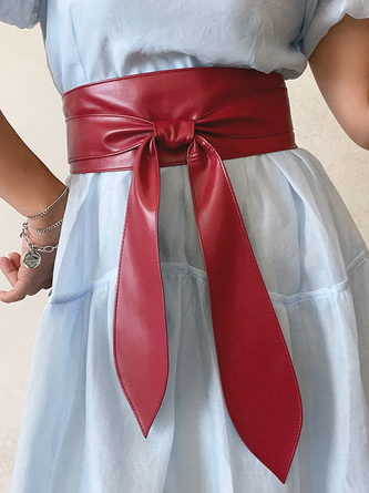 PU Plain Waist Band With Belt