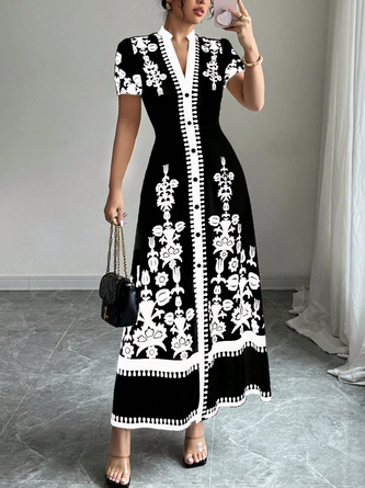 Urban Floral Printing Maxi Dress