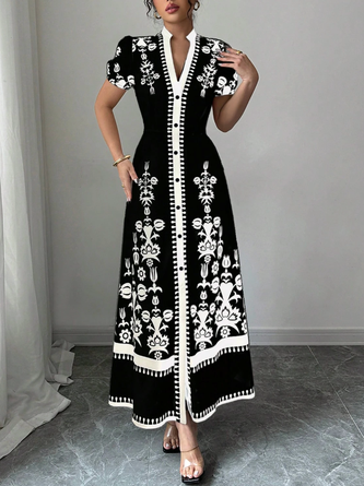 Urban Floral Printing Maxi Dress