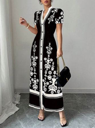 Urban Floral Printing Maxi Dress