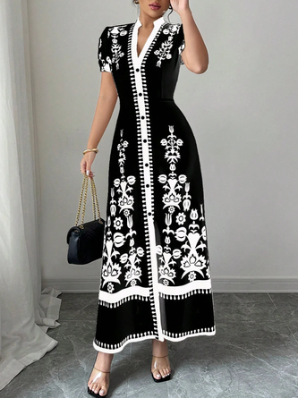 Urban Floral Printing Maxi Dress