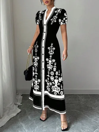 Urban Floral Printing Maxi Dress