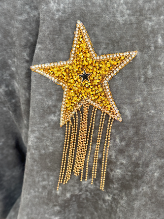 Cotton Casual Plain Chain T-shirt