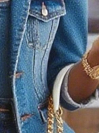 Urban Distressing Plain Shawl Collar Denim Coat