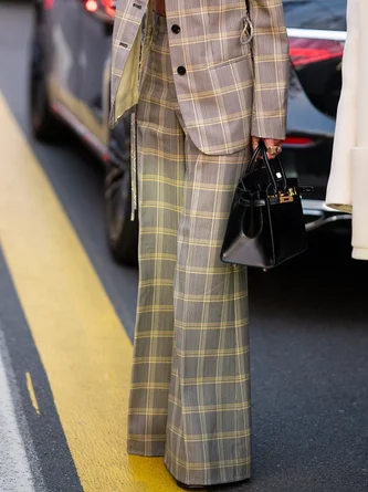 Urban Plaid Printing Fashion Straight Pants