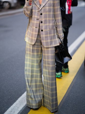 Urban Printing Plaid Lapel Collar Blazer With Belt