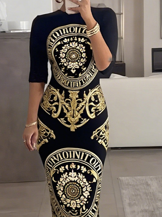 Elegant Artistic 3D Floral Midi Dress