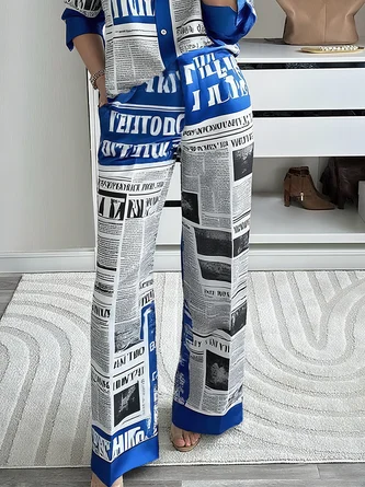 Urban Letter Pattern Printing Wide Leg Pants