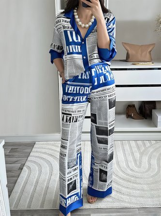Urban Letter Pattern Printing Wide Leg Pants