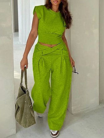 Cotton Casual Plain Cross T-shirt