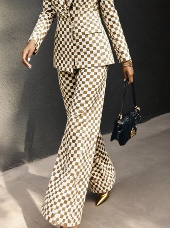 Urban Plaid Printing Wide Leg Pants