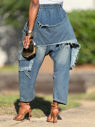 Loose Casual Denim Plain Jeans