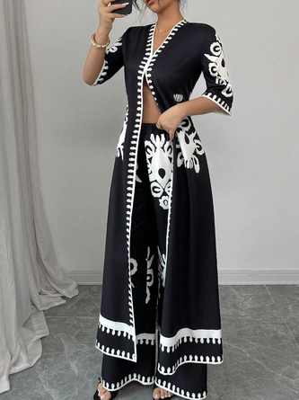 Elegant Plain Printing Fashion Pants