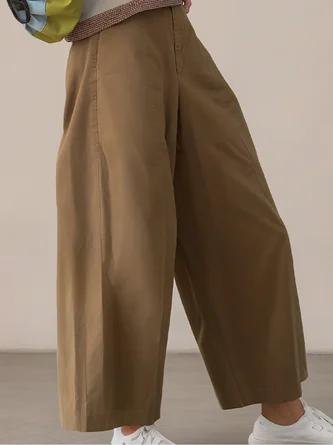 Casual Plain Wide Leg Pants