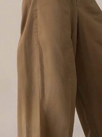 Casual Plain Wide Leg Pants