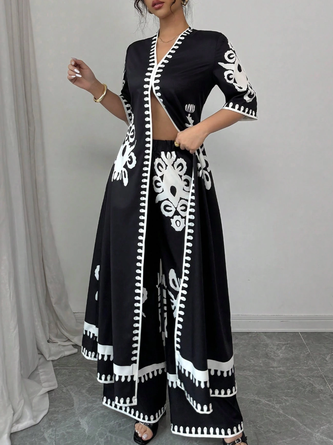 Elegant Plain Printing Fashion Pants