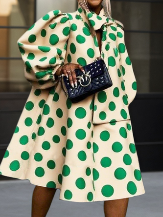 Urban Polka Dots Printing Knee Length Dress
