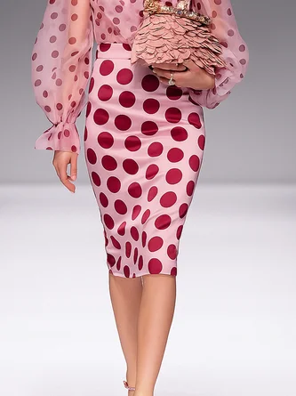 Elegant Printing Polka Dots Midi Skirt
