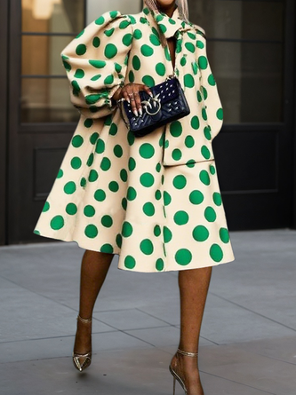 Urban Polka Dots Printing Knee Length Dress