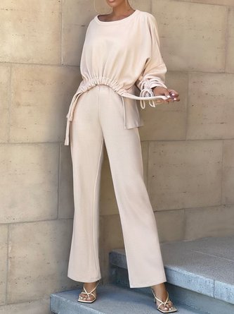 Casual Plain Loose Straight Pants