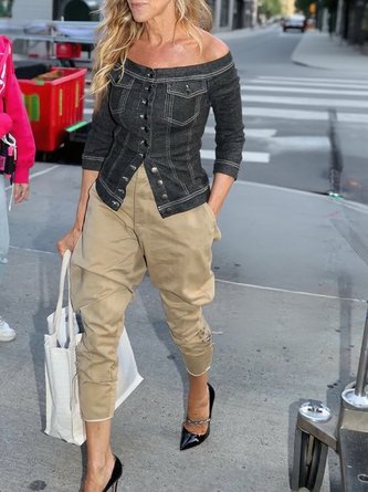 Casual Plain Fashion Slim Taper Pants