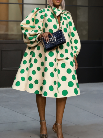 Urban Polka Dots Printing Knee Length Dress