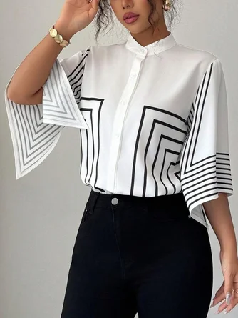 Urban Striped Mock Neck Shirt
