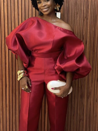 Urban Puff Sleeve Plain Asymmetrical Jumpsuit