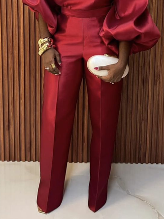 Urban Puff Sleeve Plain Asymmetrical Jumpsuit