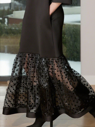 Elegant Plain Split Joint Crew Neck Maxi Dress