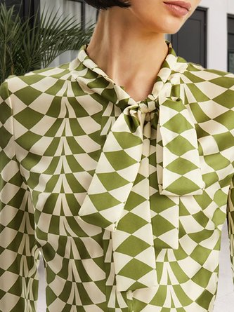 Elegant Geometric Mock Neck Midi Dress