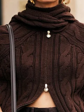 Urban Plain Irregular Craftsmanship Sweater Cardigan